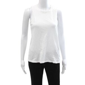 Mate Womens Basic Tank Crew Neck Sleeveless White Organic Cotton Size XS